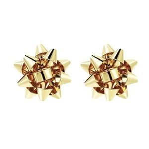 Gold Christmas Present Bow Earings